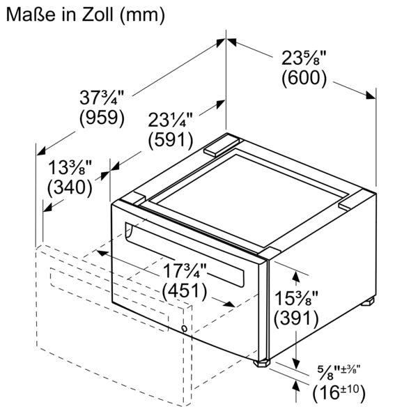 Podest mit Auszug, Trockner, cubic