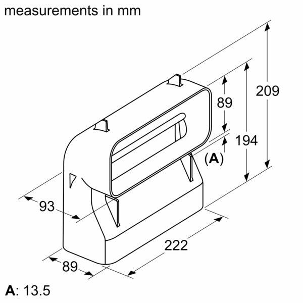 90° Flachkanalbogen S vertikal