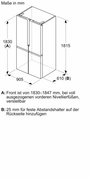 Siemens iQ500, French Door Kühl- / Gefrierkombination, 183 x 91 cm, Black stainless steel