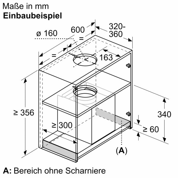 Bosch Serie 6, Integrierte Designhaube, 60 cm, Klarglas schwarz bedruckt