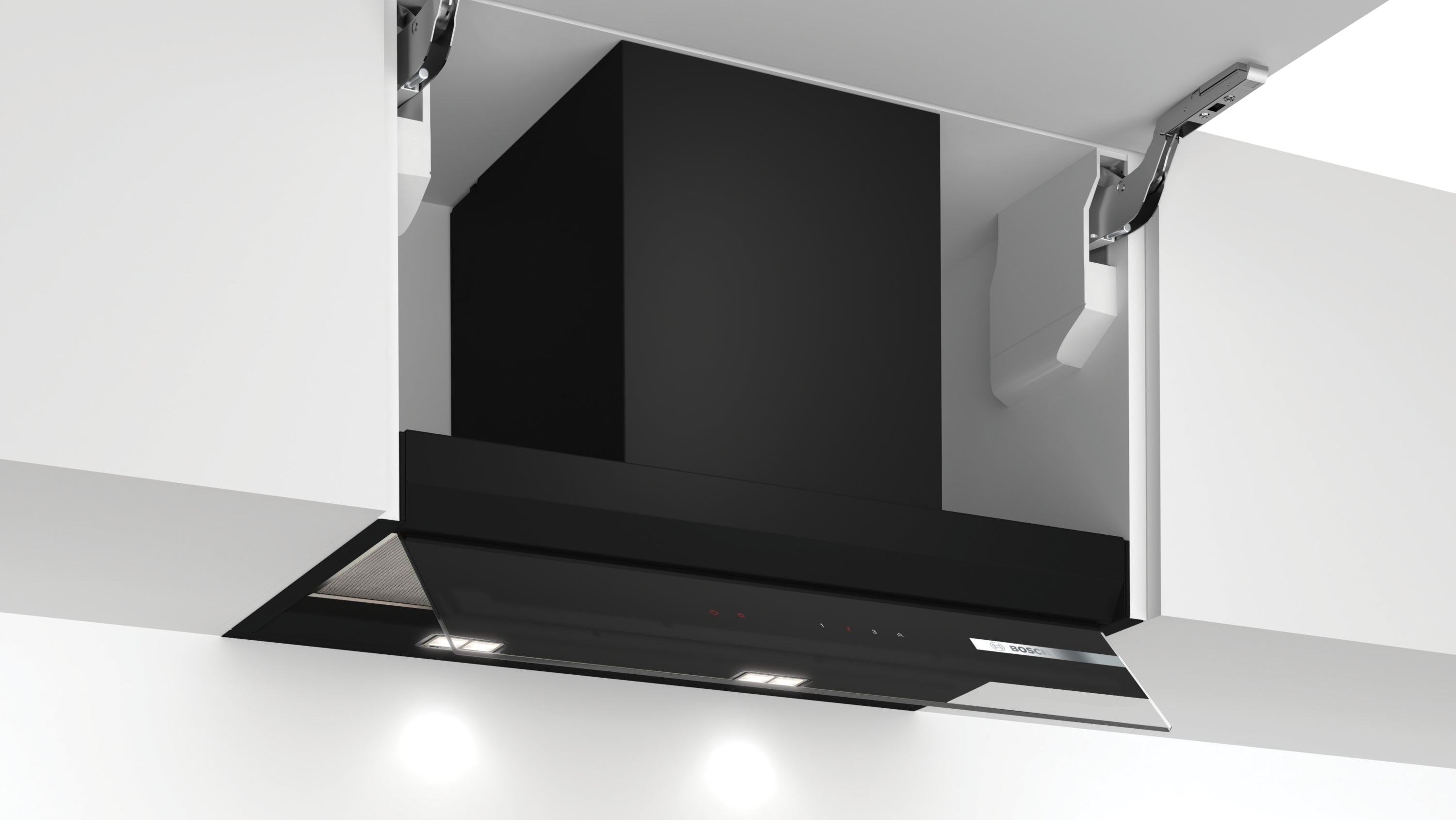 Bosch Serie 6, Integrierte Designhaube, 60 cm, Klarglas schwarz bedruckt