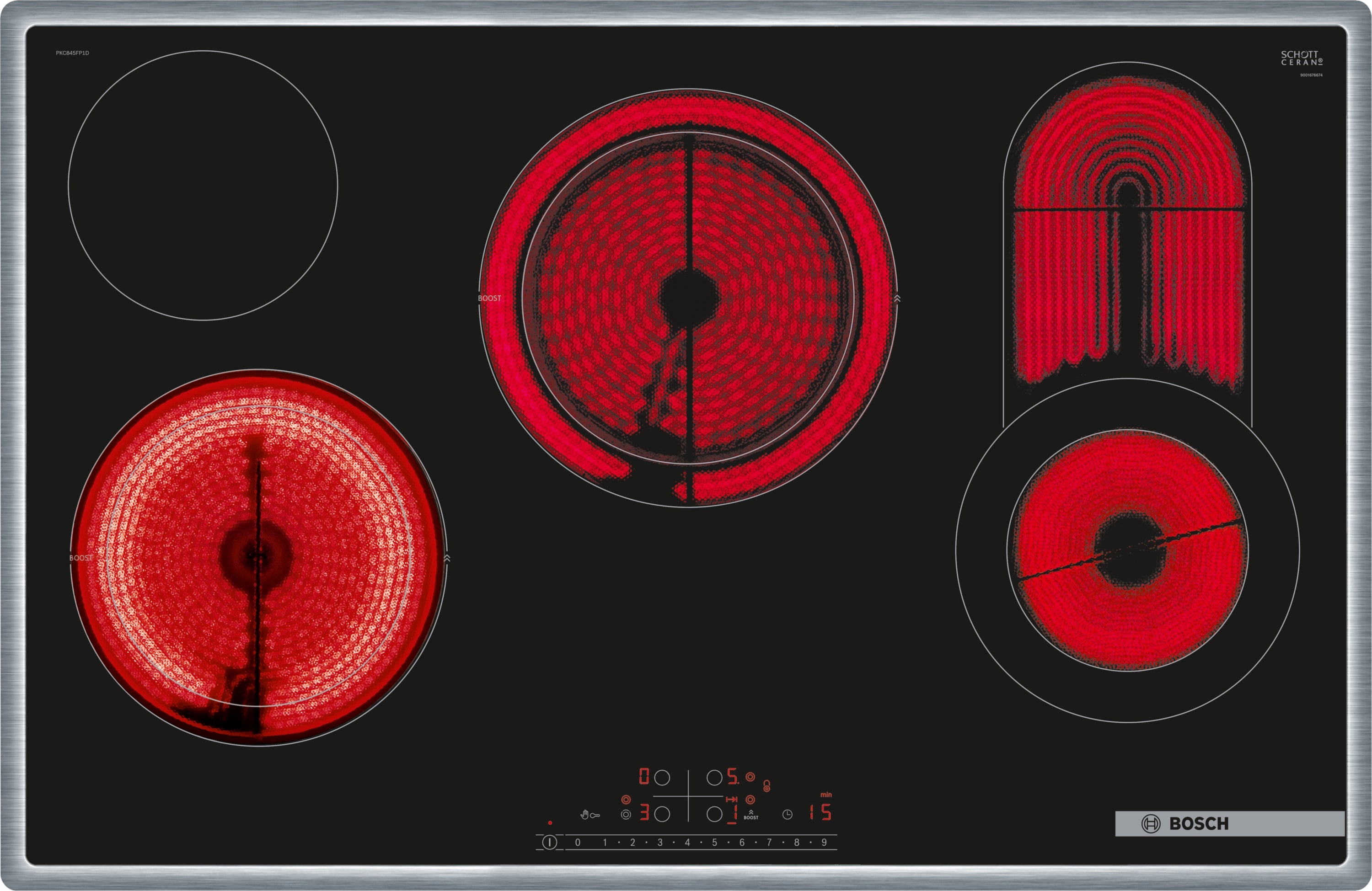 Bosch Serie 6, Elektrokochfeld, 80 cm, Mit Rahmen aufliegend