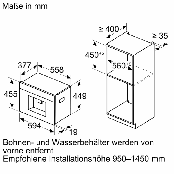 Bosch Serie 8, Einbau-Kaffeevollautomat, Schwarz