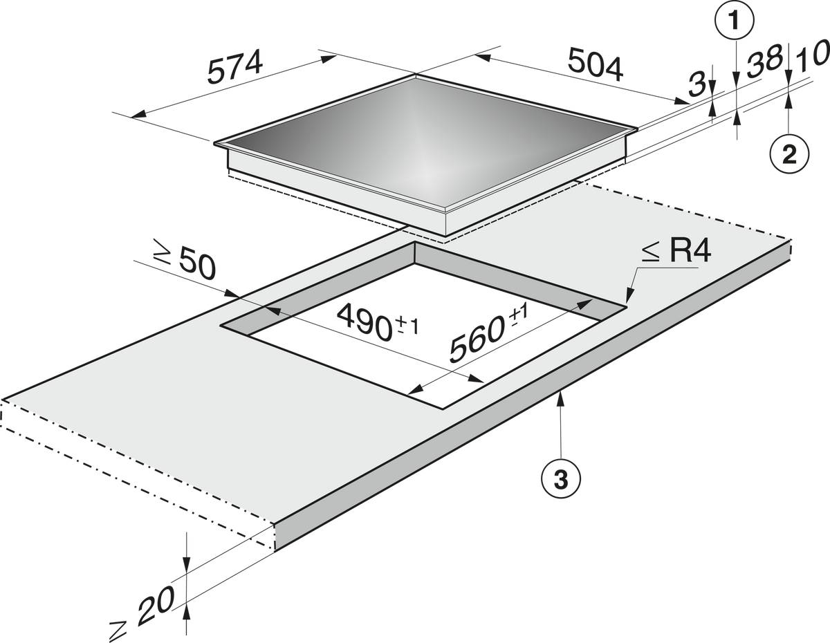 MIELE Ceramic Glass Hob
KM 6013 ED 400V