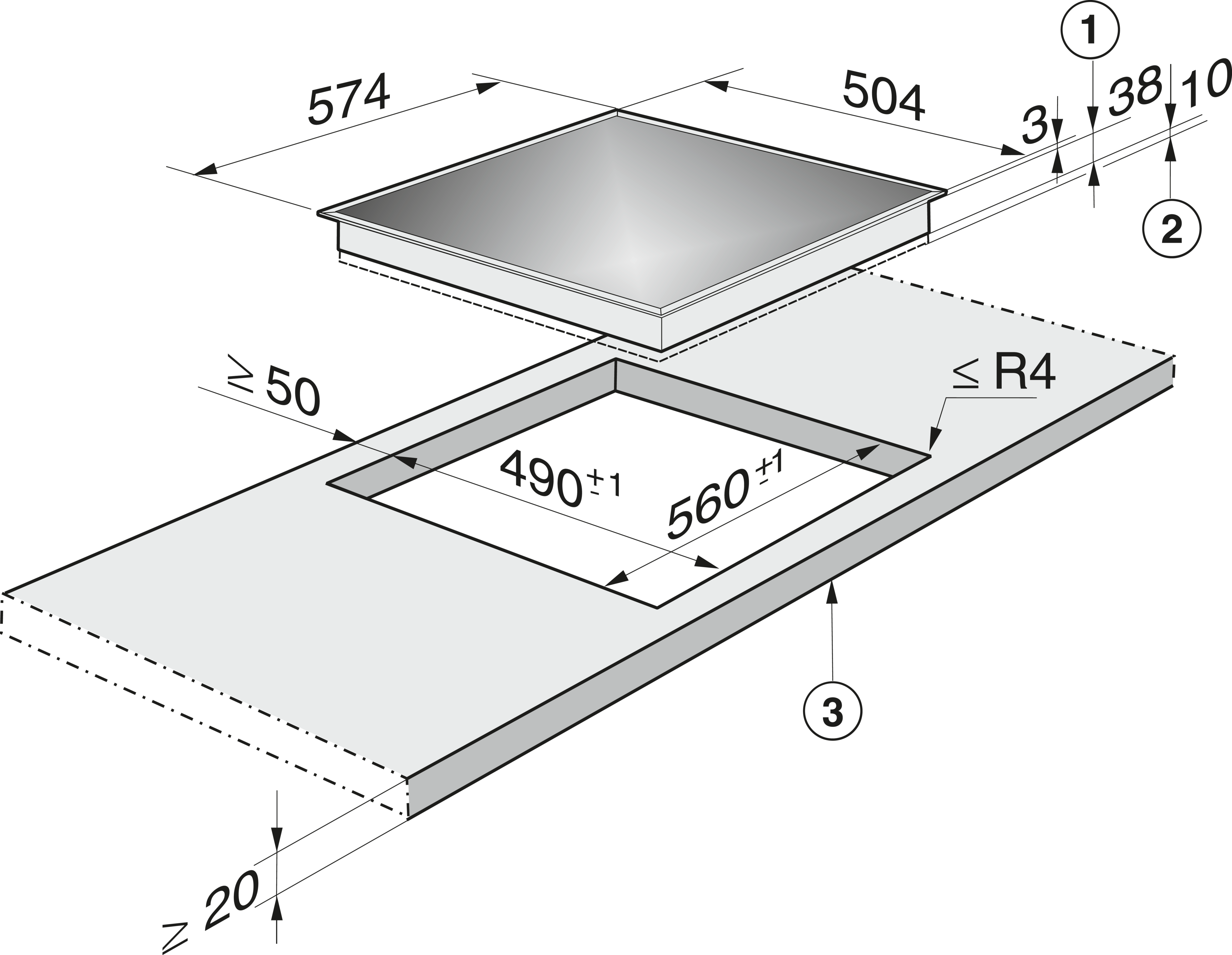 MIELE Glaskeramik Kochfeld
KM 6013 ED 400V