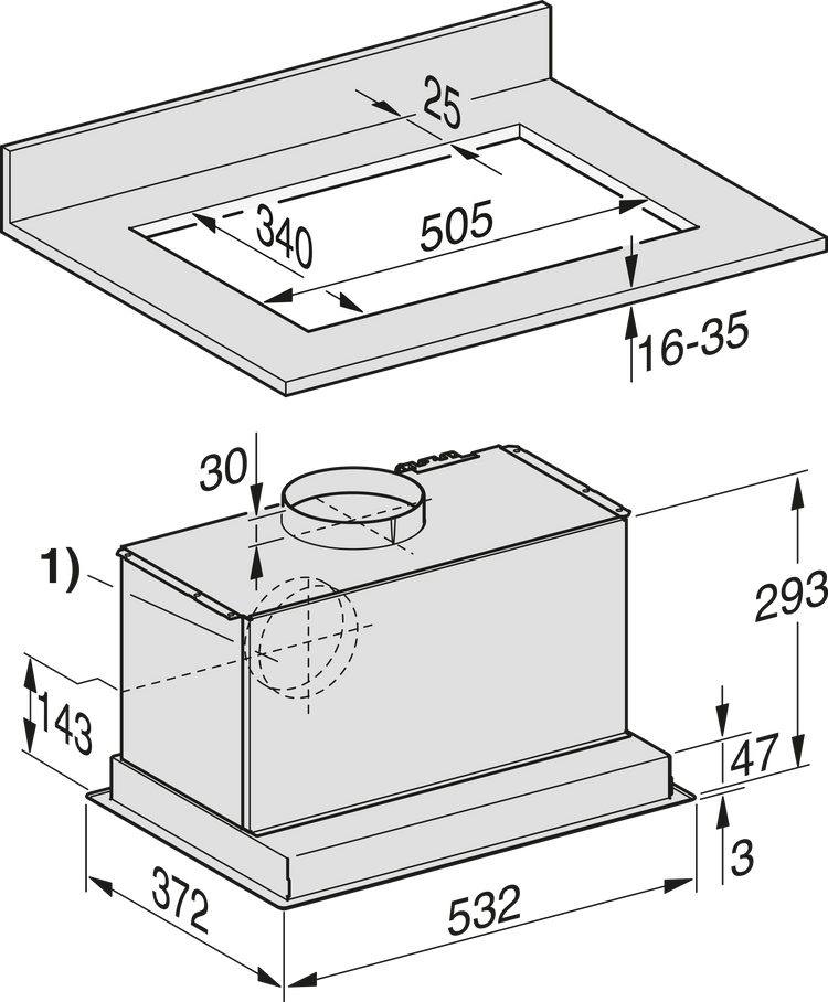 Cappa aspirante MIELE
DA 2558 ED CH