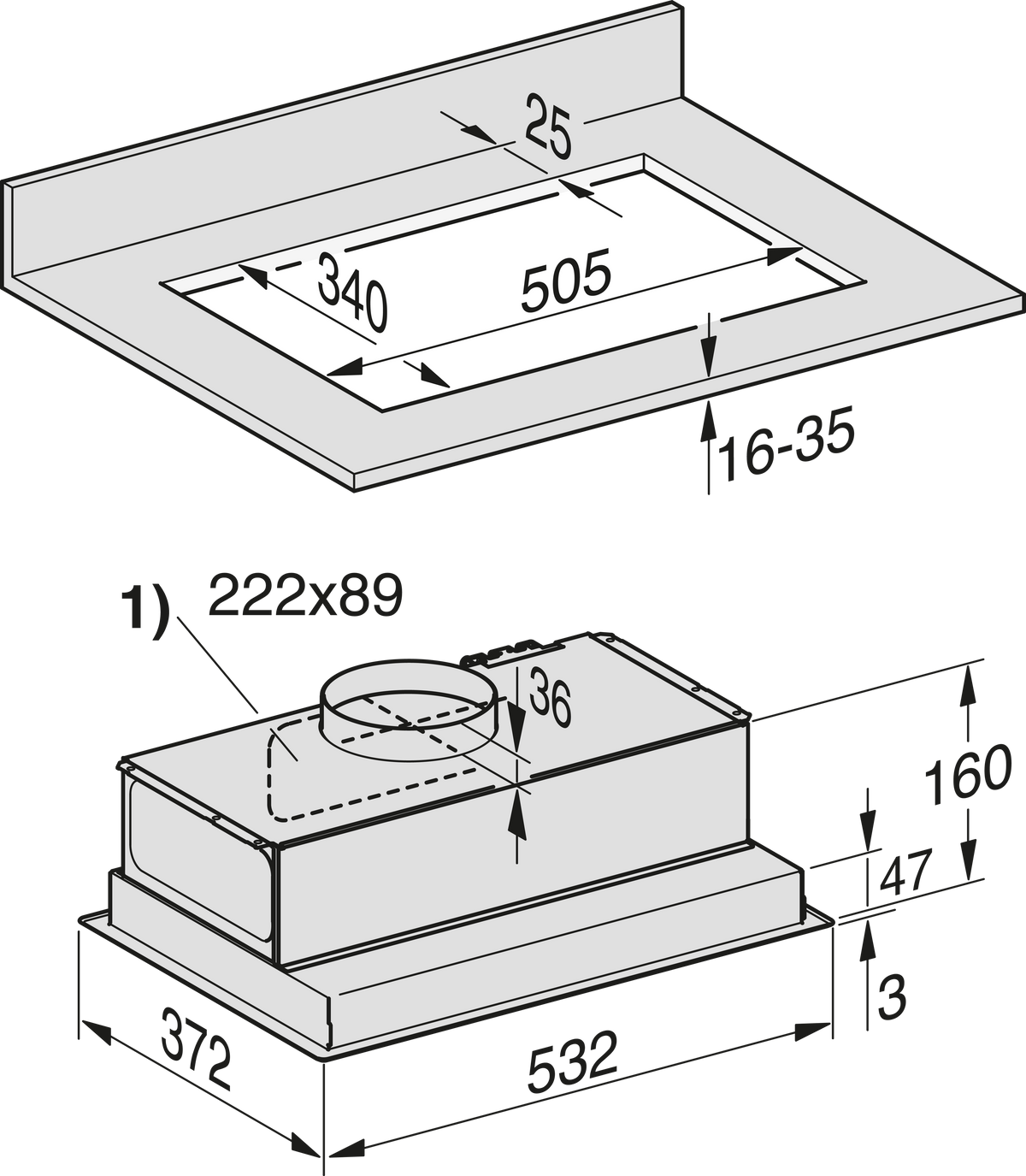 Cappa aspirante MIELE
DA 2558 ED EXTA