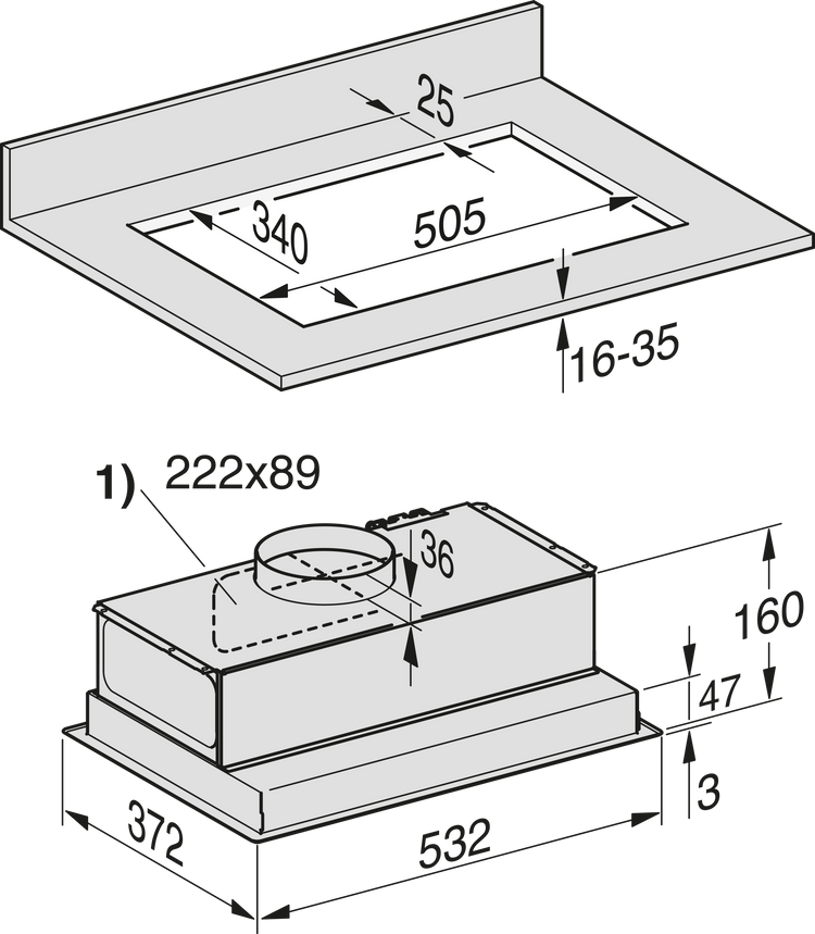 Cappa aspirante MIELE
DA 2558 ED EXTA