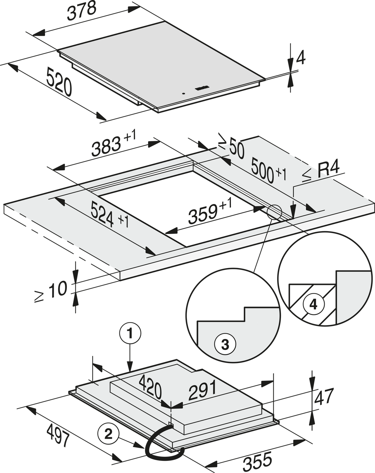 MIELE SmartLine
Table de cuisson à induction CS 7612 FL