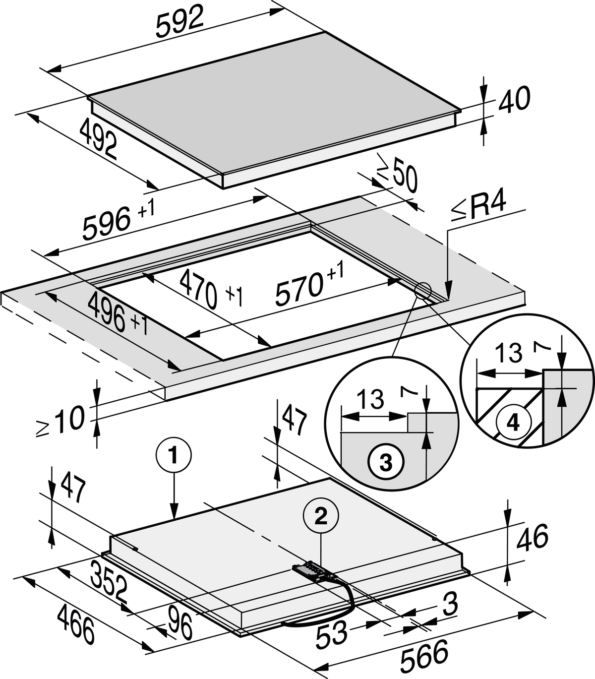 MIELE Ceramic Glass Hob
KM 6539 FL 400V