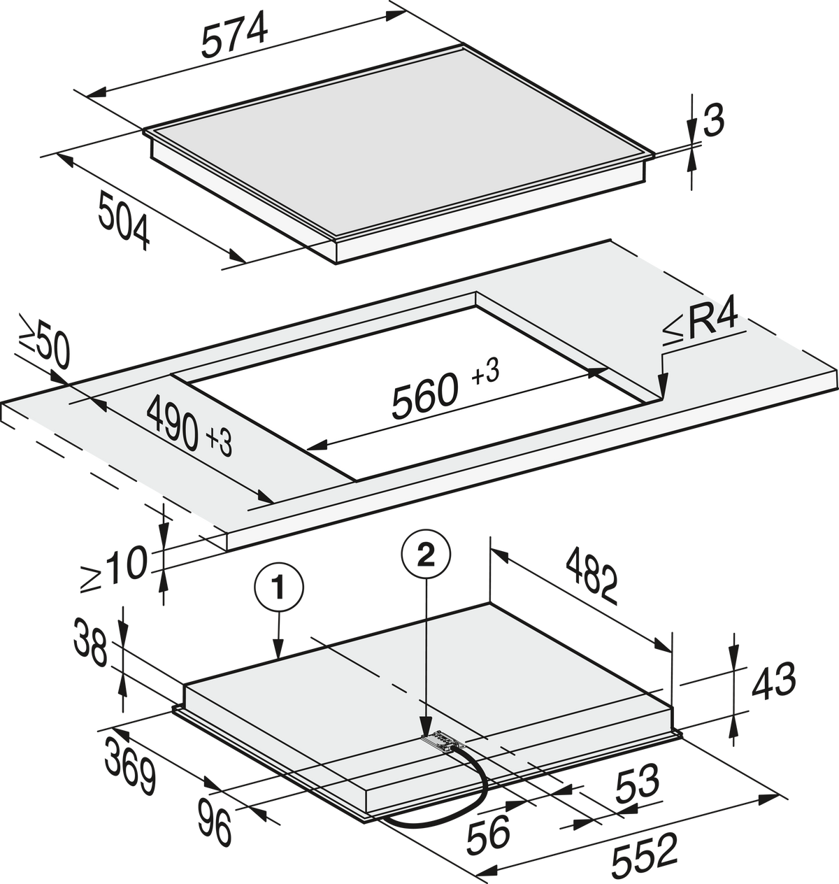 Piano cottura in vetroceramica MIELE
KM 6538 FR 400V