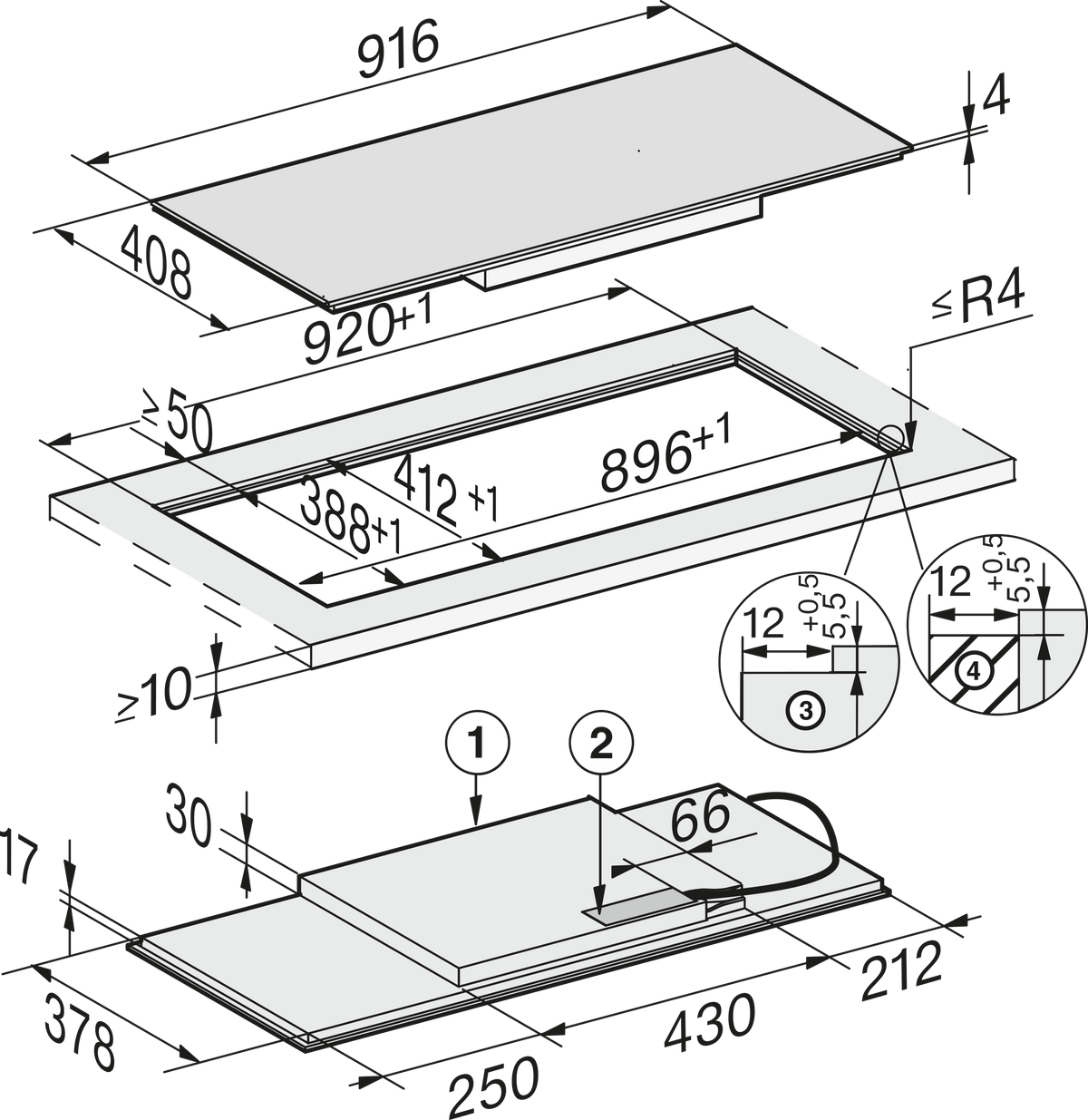 Table de cuisson à induction MIELE
KM 7684 FL
