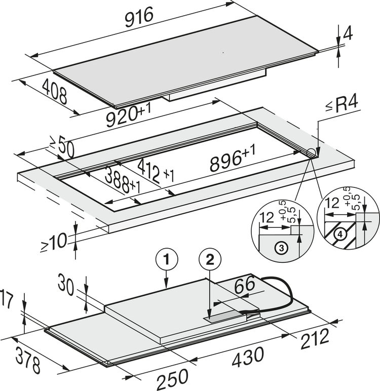 Table de cuisson à induction MIELE
KM 7684 FL