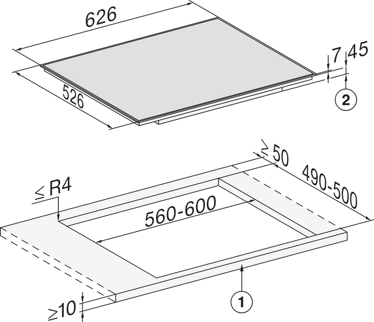 Table de cuisson vitrocéramique MIELE
KM 7005 FR 230 / 50