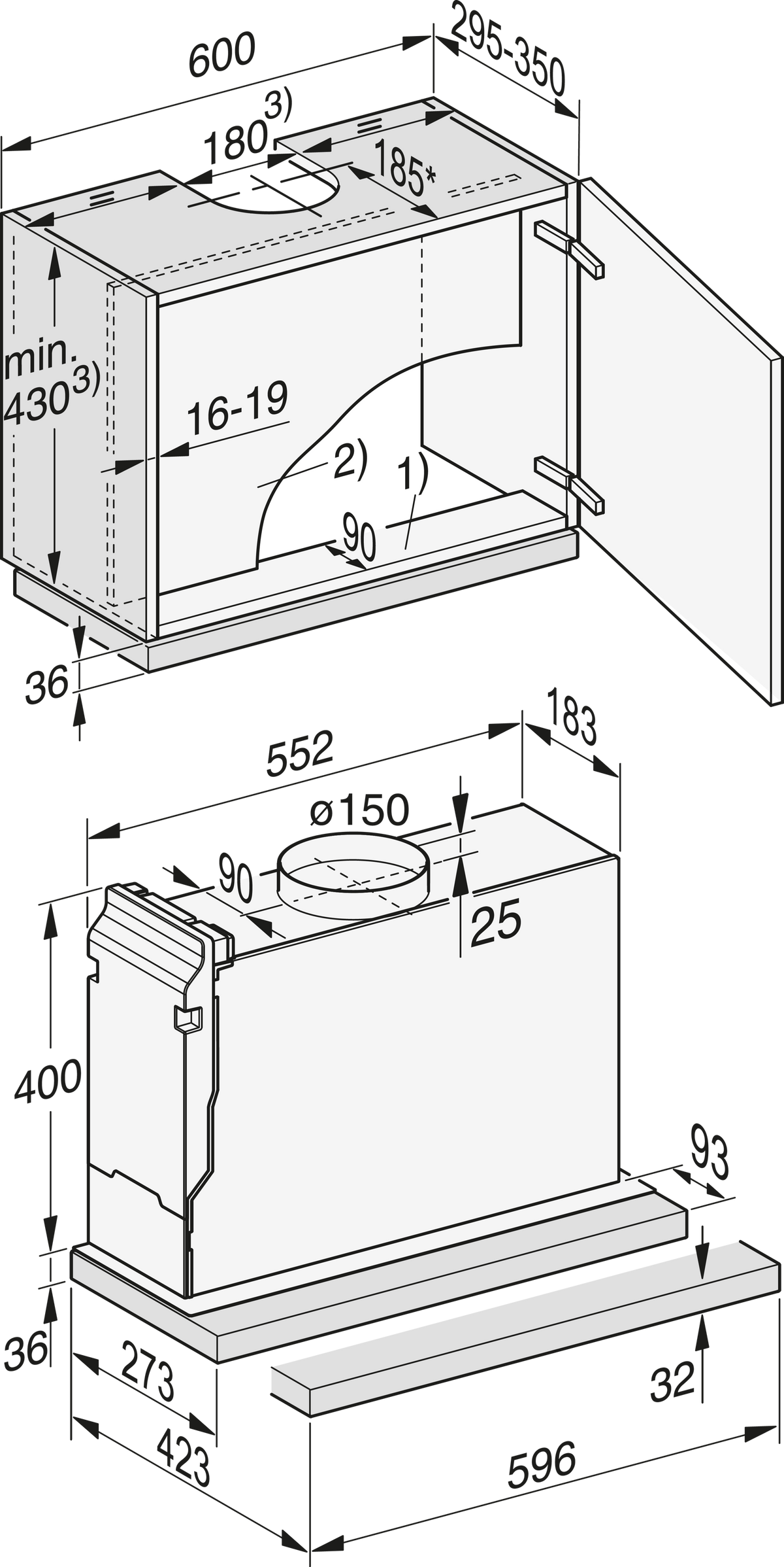 Hotte aspirante MIELE
DAS 4620-60 SWM 230V