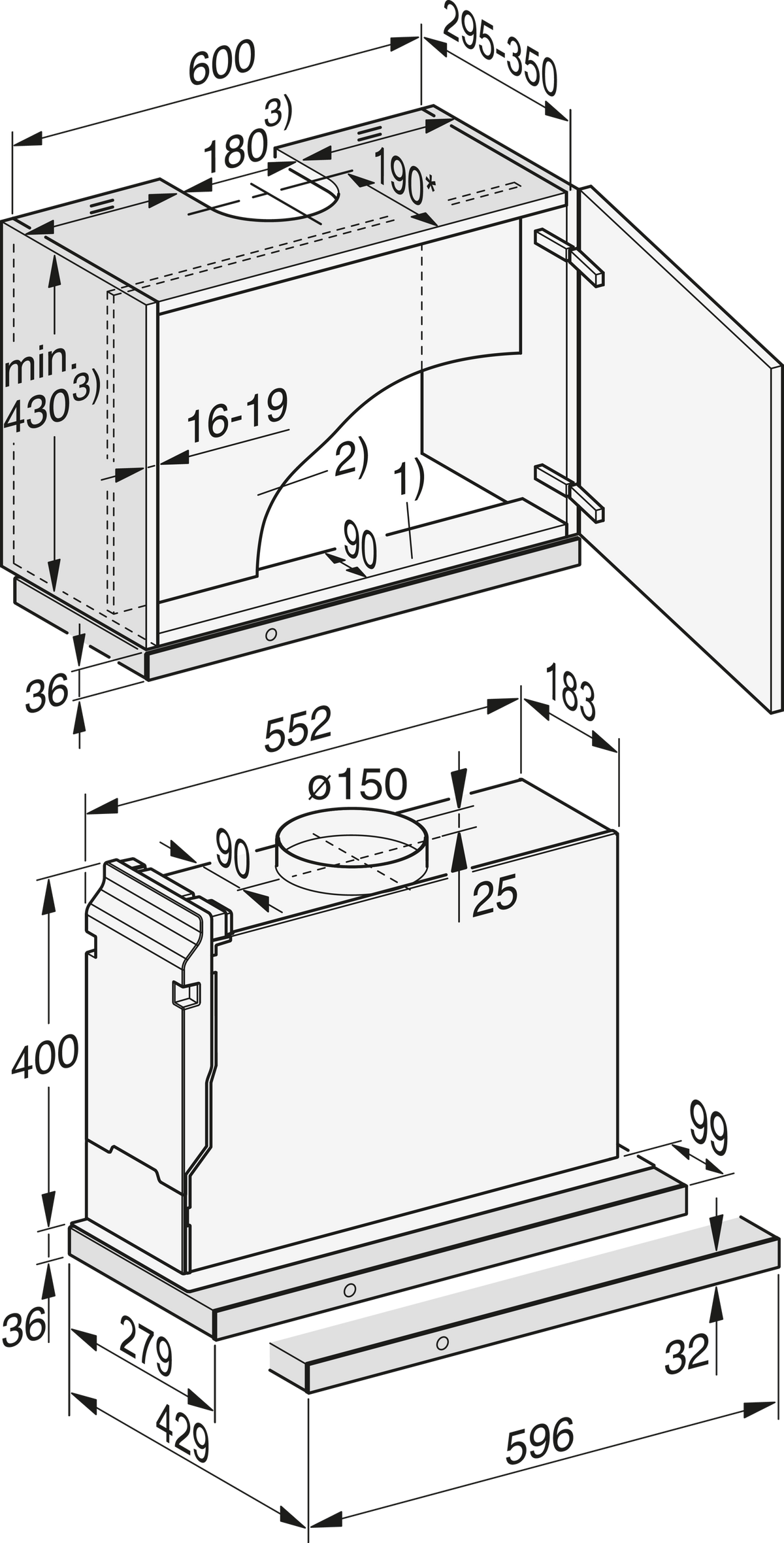 Hotte aspirante MIELE
DAS 4630-60 SW 230V