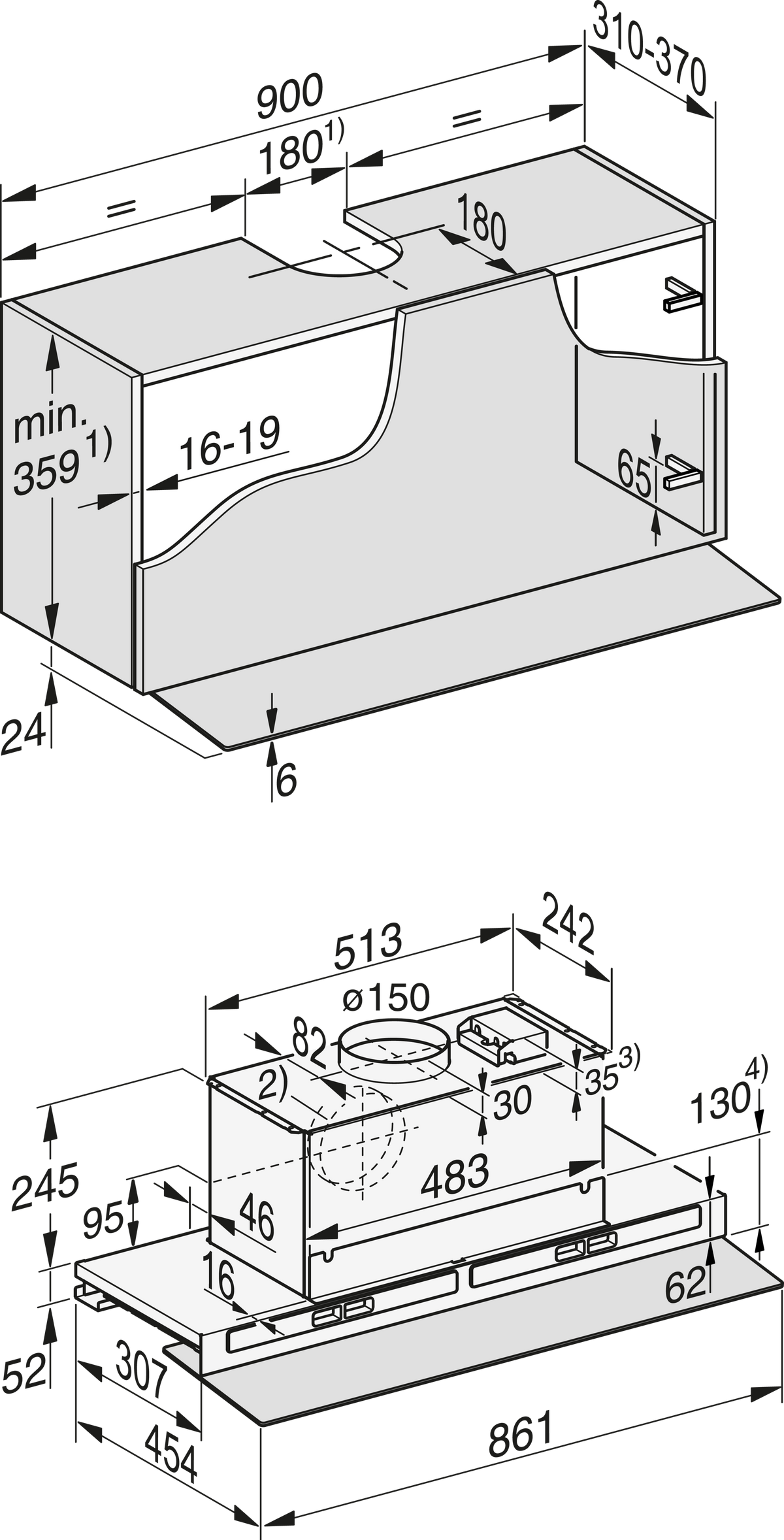 MIELE Dunstabzugshaube
DAS 4940-90 GL 230V
