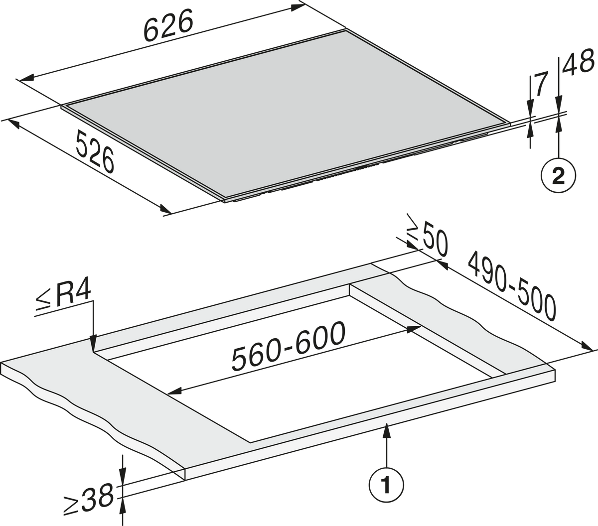 Table de cuisson vitrocéramique MIELE
KM 7063 FR 230 / 50