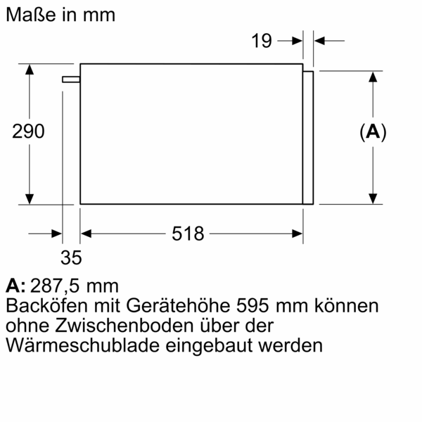 Siemens iQ700, Einbau Wärmeschublade, 60 x 29 cm, Schwarz