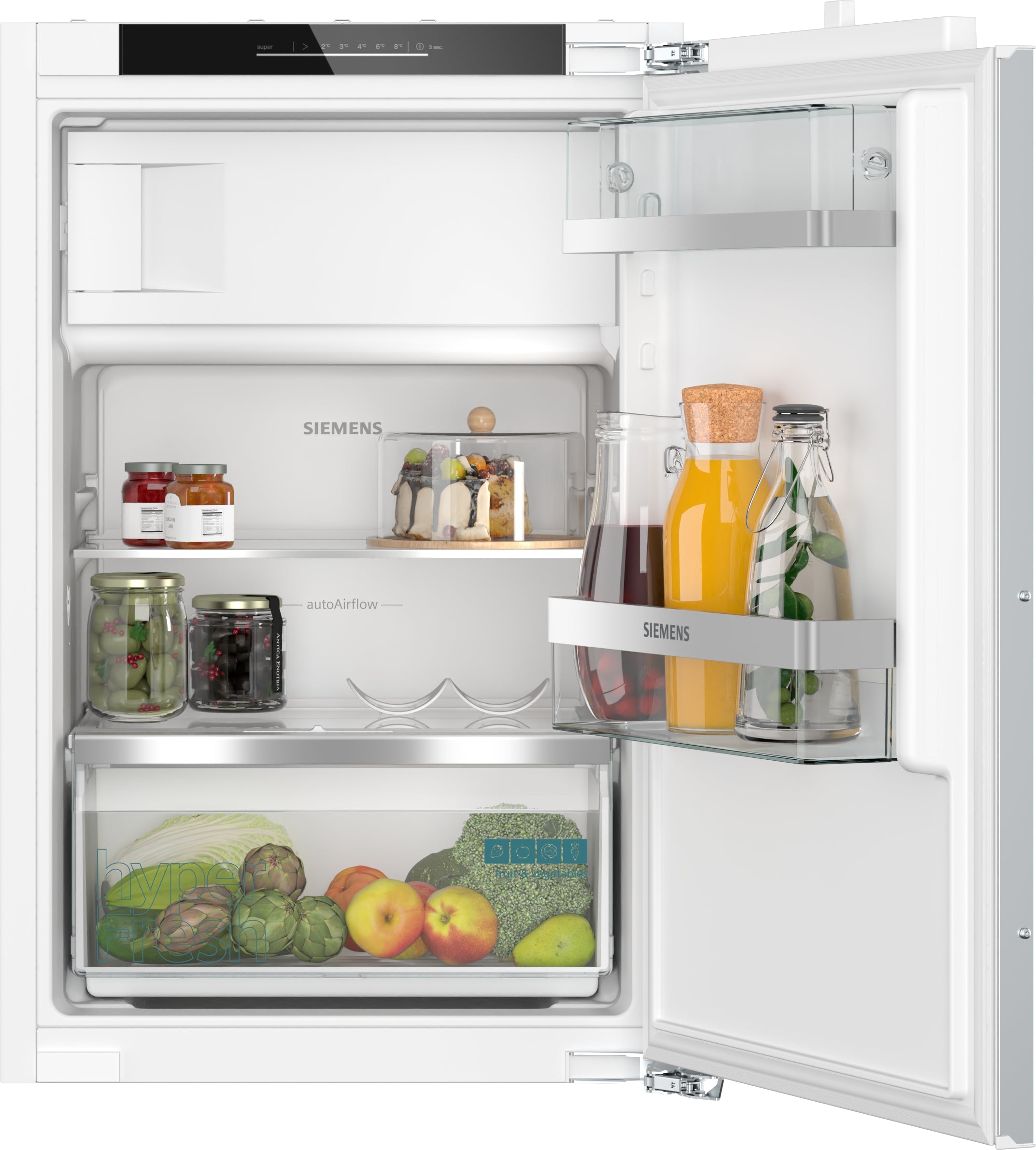 Siemens iQ500, Einbau-Kühlschrank mit Gefrierfach, 88 x 56 cm, Flachscharnier mit Softeinzug