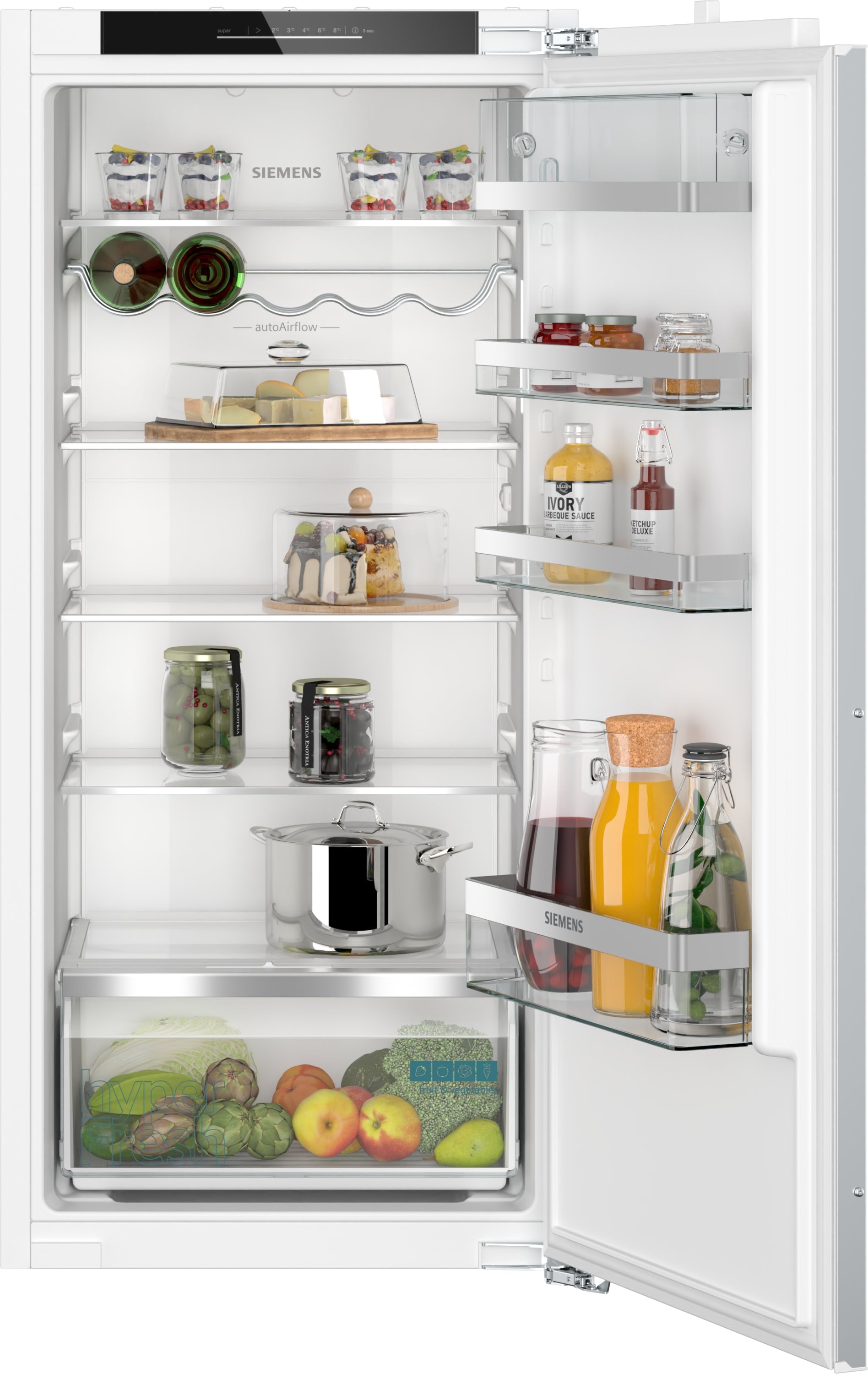 Siemens iQ500, Einbau-Kühlschrank mit Gefrierfach, 122.5 x 56 cm, Flachscharnier mit Softeinzug