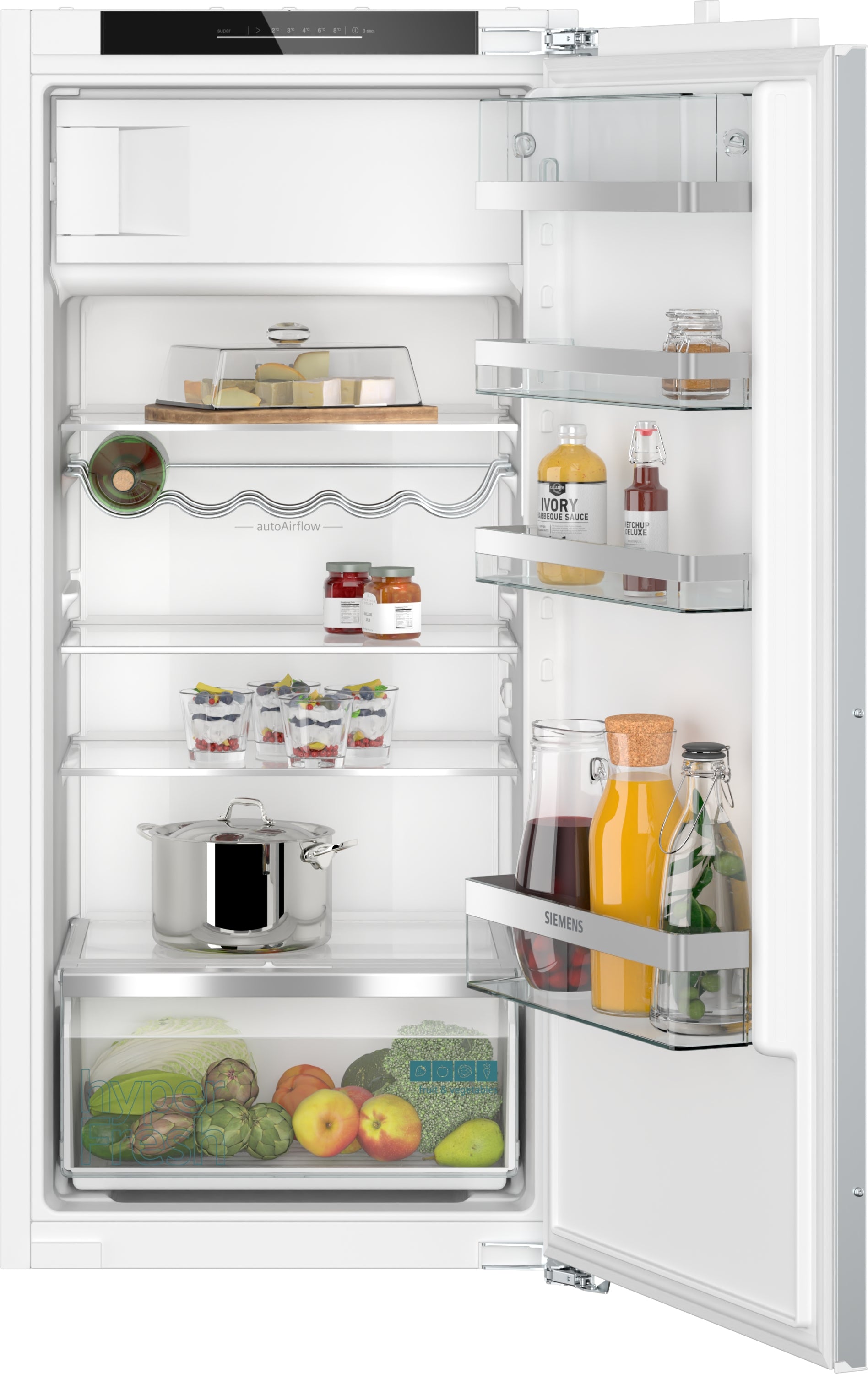 Siemens iQ500, Einbau-Kühlschrank mit Gefrierfach, 122.5 x 56 cm, Flachscharnier mit Softeinzug