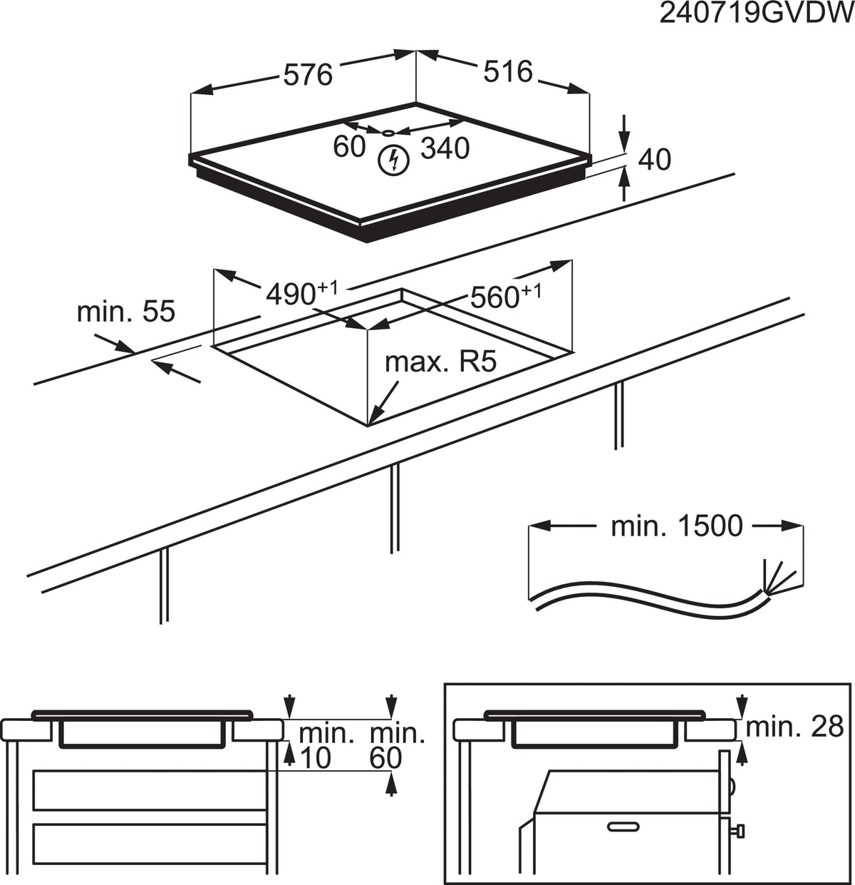 Table de cuisson vitrocéramique AEG KFA58DM