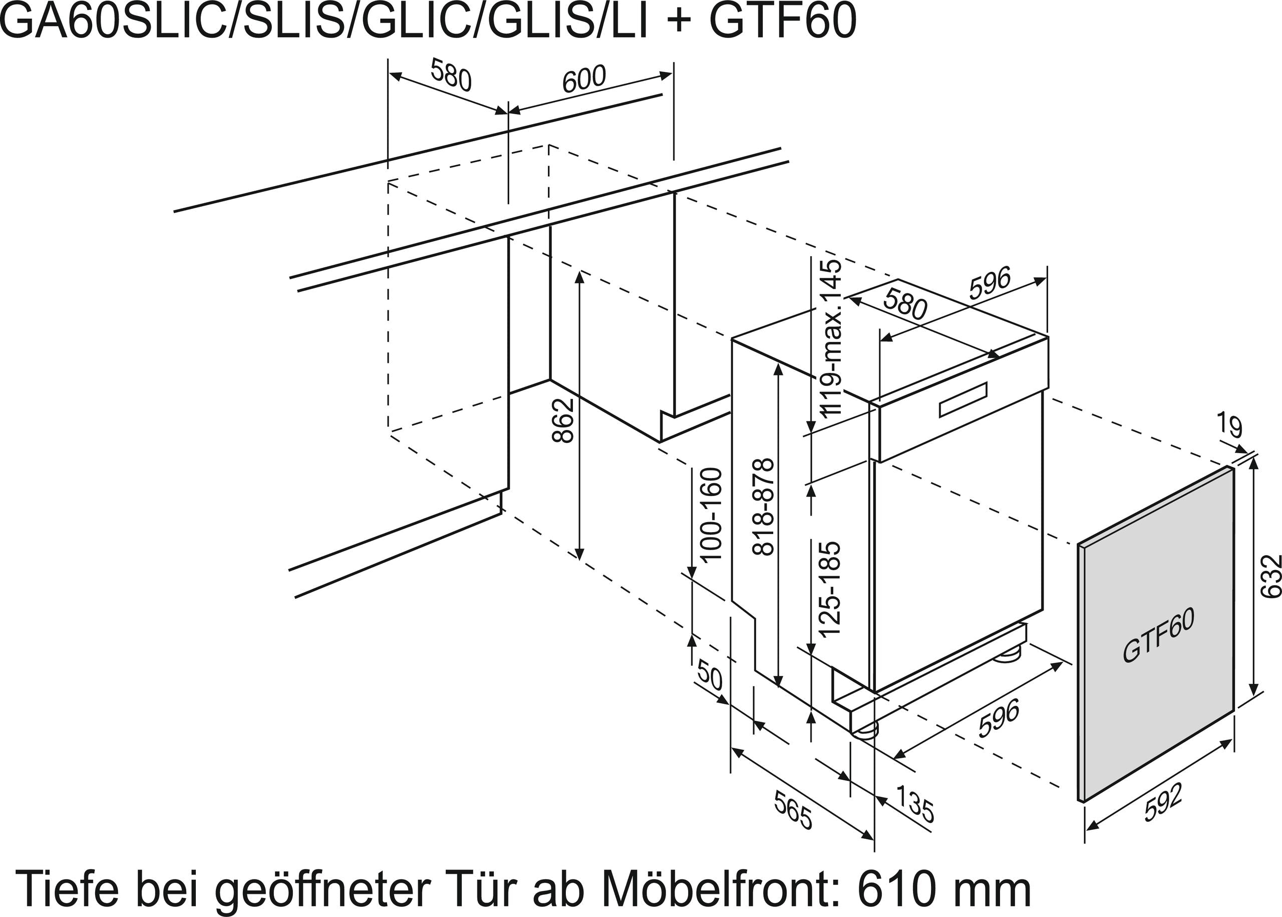 Electrolux Einbau / Montage Geschirrspülen GTF60CN