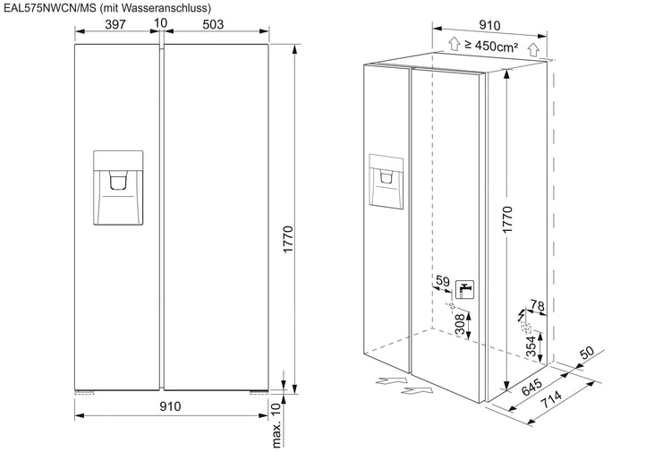 Electrolux Fridge Freezer (Side by Side) EAL575NWCN