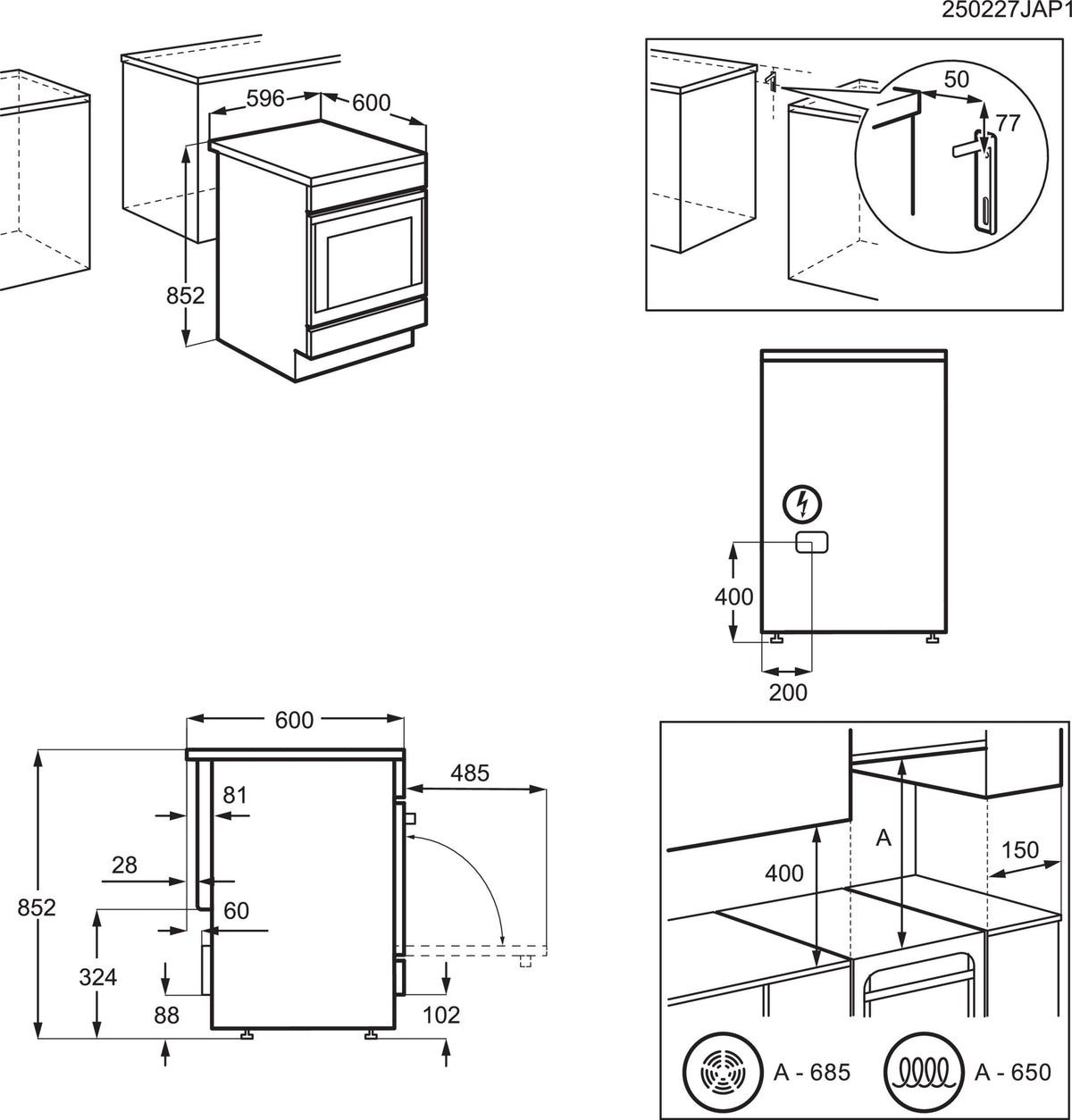 Cucina a libera installazione Electrolux FEH6LV204