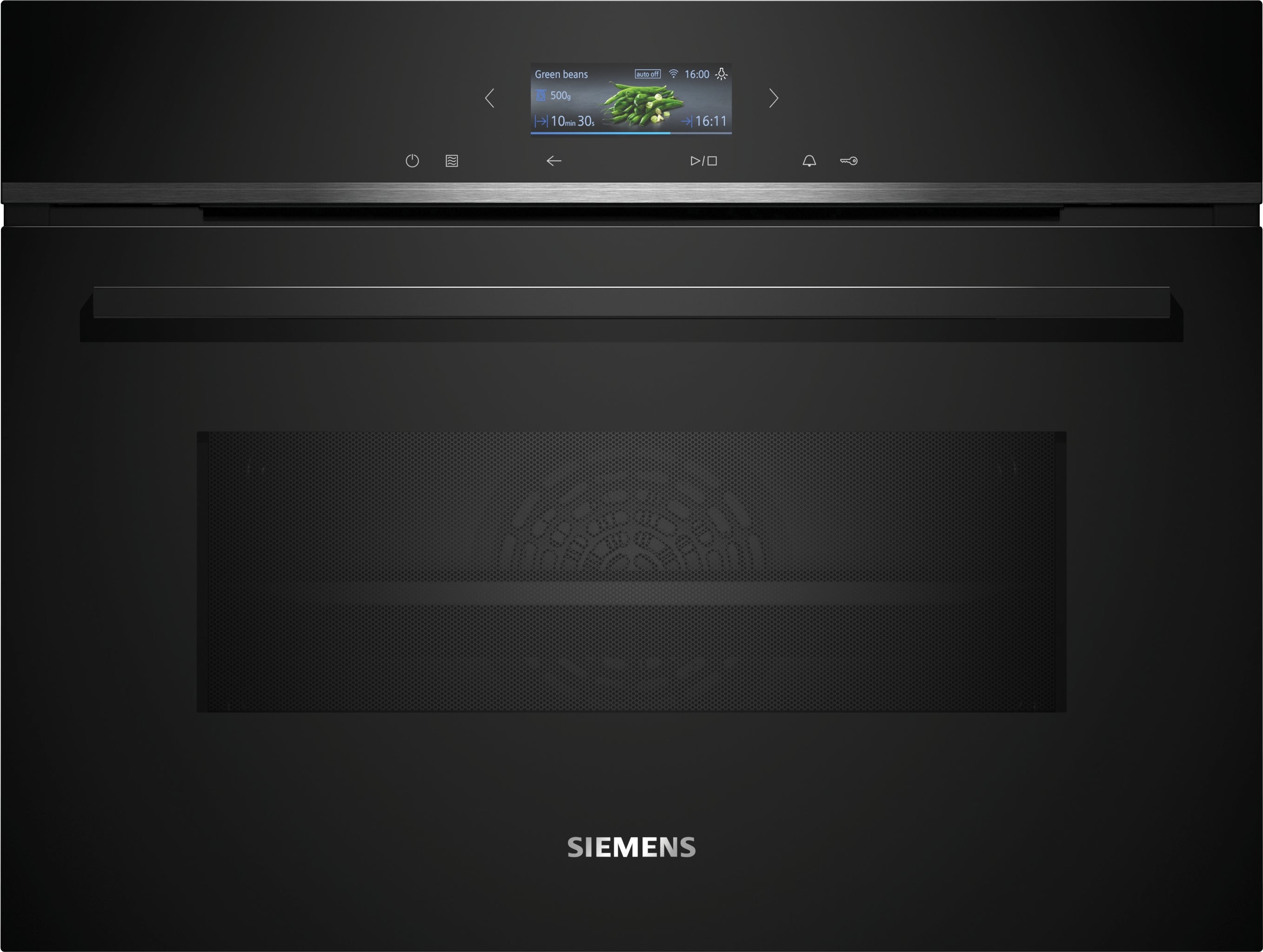 Siemens iQ700, Einbau-Kompaktbackofen mit Mikrowellenfunktion, 60 x 45 cm, Schwarz