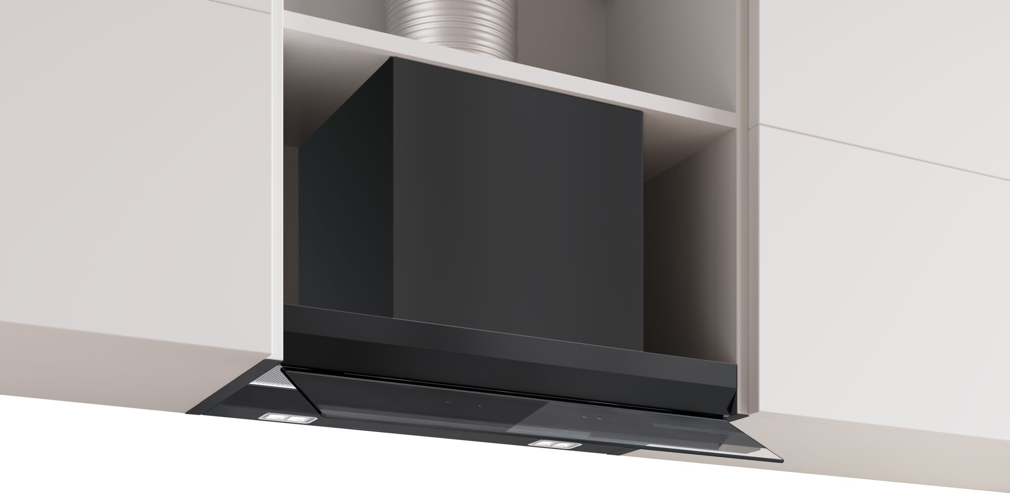 Bosch Serie 6, Integrierte Designhaube, 60 cm, Klarglas schwarz bedruckt, Mattschwarz
