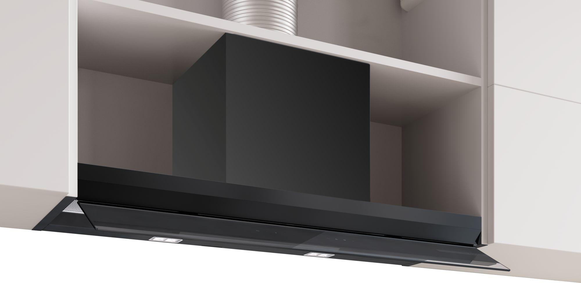 Bosch Serie 6, Integrierte Designhaube, 90 cm, Klarglas schwarz bedruckt, Mattschwarz
