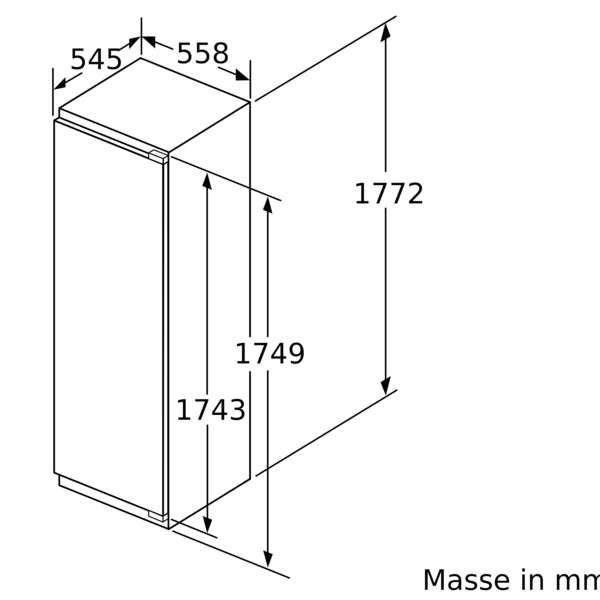 Siemens iQ700, Einbau-Kühlschrank mit Gefrierfach, 177.5 x 56 cm, Flachscharnier mit Softeinzug