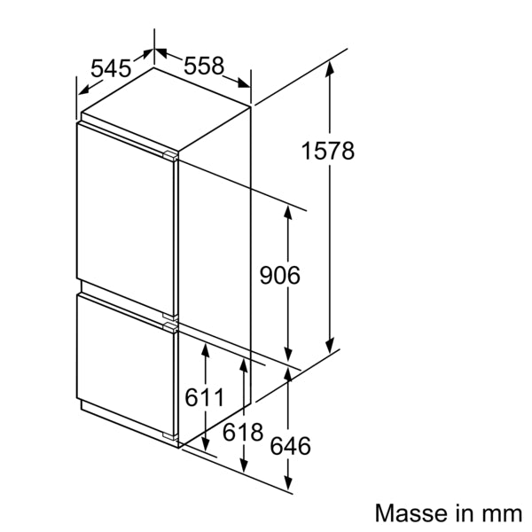 Siemens iQ500, Einbau-Kühl-Gefrier-Kombination mit Gefrierbereich unten, 157.8 x 55.8 cm, Flachscharnier mit Softeinzug