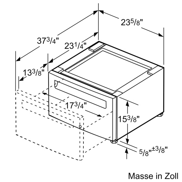 Podest mit Auszug, Waschmaschine, cubic