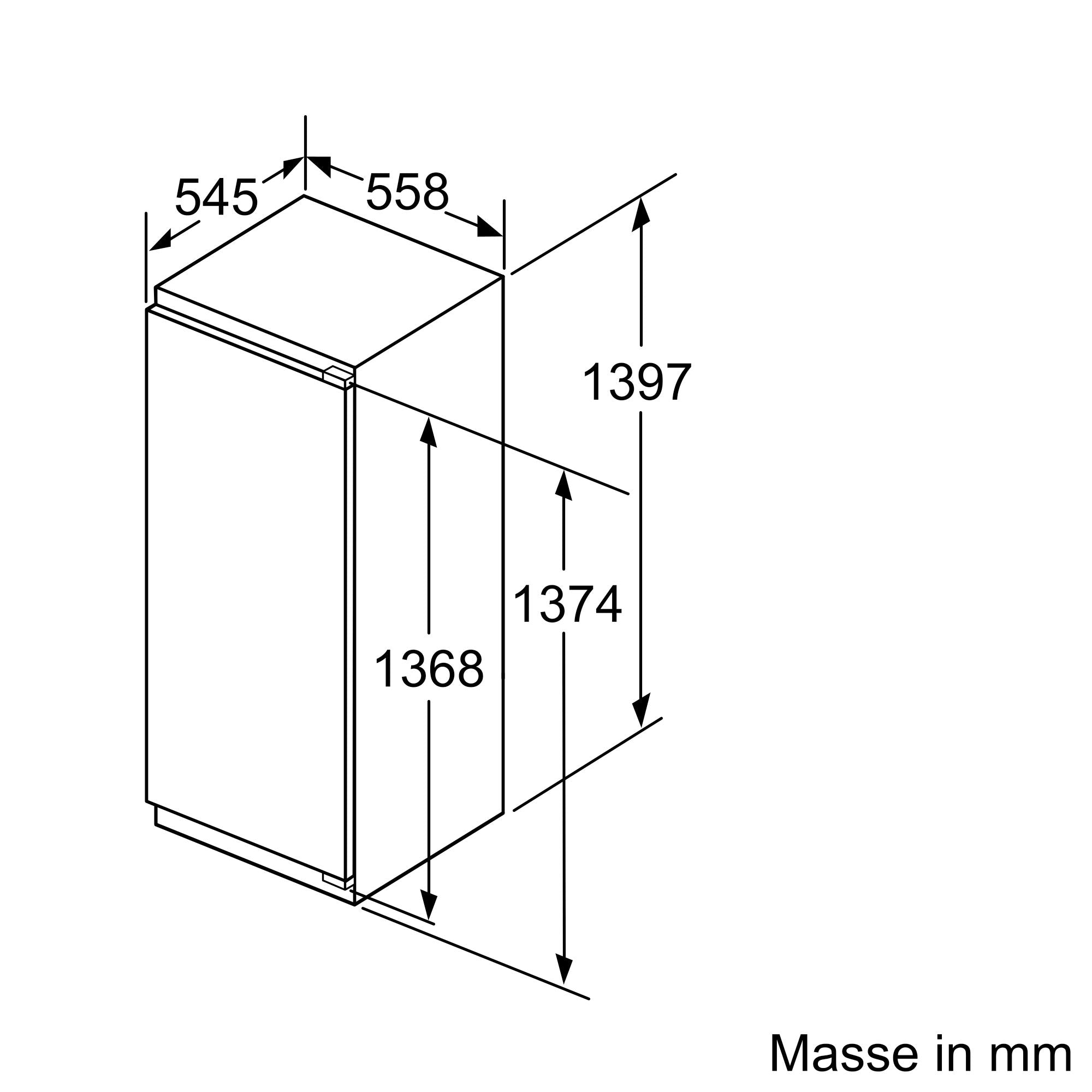 Bosch Serie 8, Einbau-Kühlschrank, 140 x 56 cm, Flachscharnier, rechts