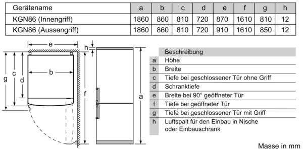 Bosch Serie 6, Freistehende Kühl-Gefrier-Kombination, 186 x 86 cm, Edelstahl (mit Antifingerprint)