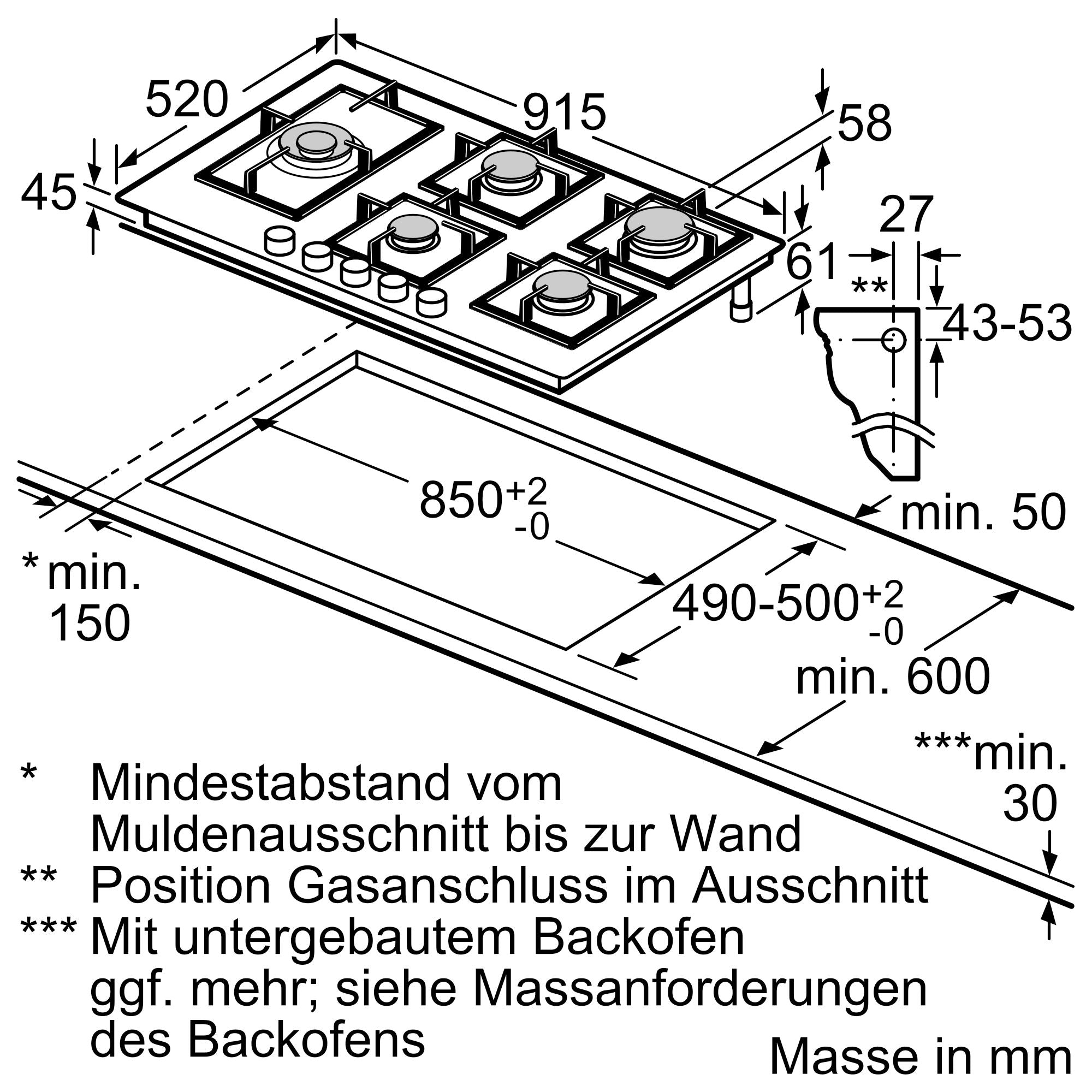 Siemens iQ700, Gaskochfeld, 90 cm, Hartglas, Schwarz