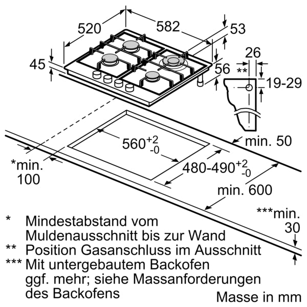 Siemens iQ500, Gaskochfeld, 60 cm, Edelstahl