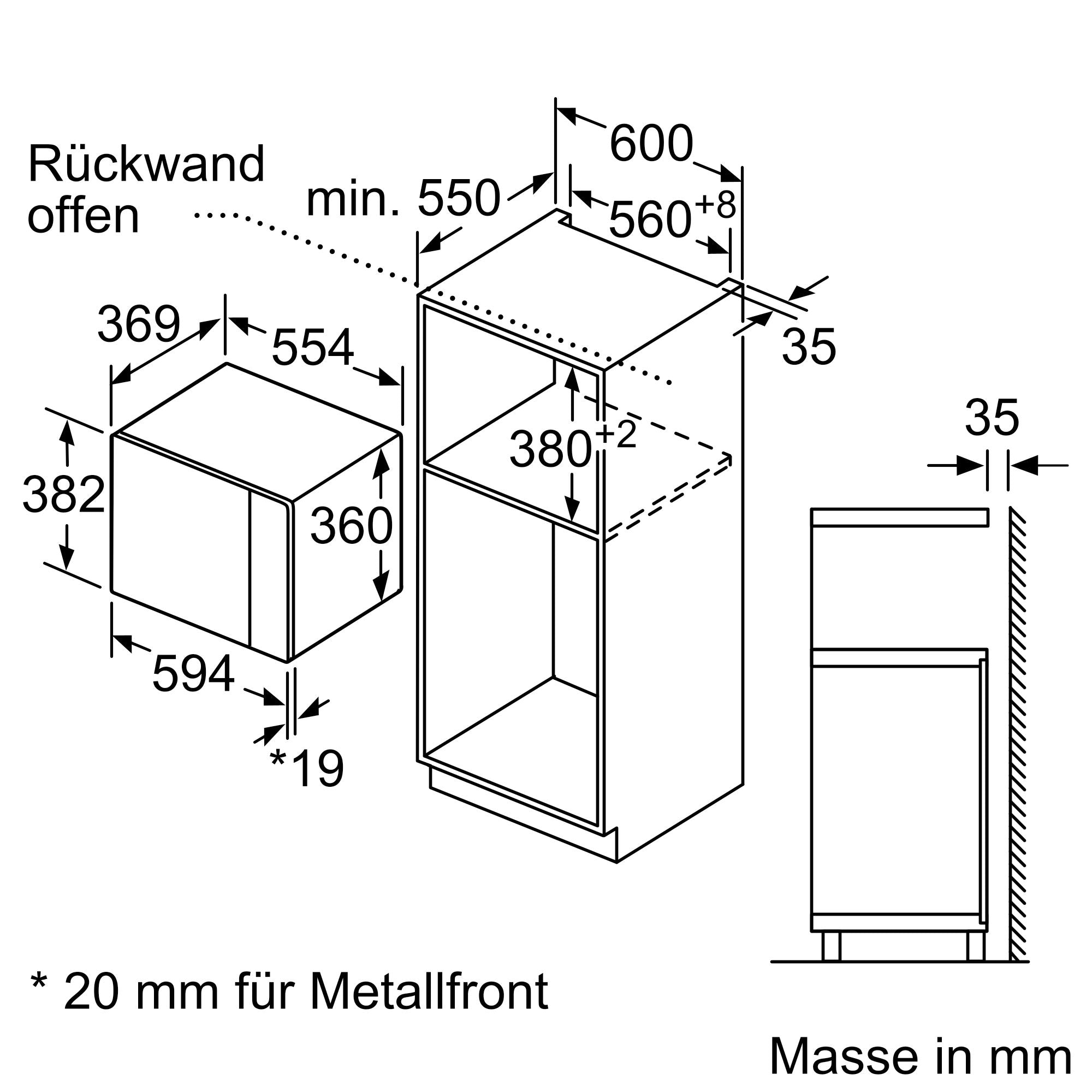 Siemens iQ500, Einbau-Mikrowelle, 59 x 38 cm, Schwarz