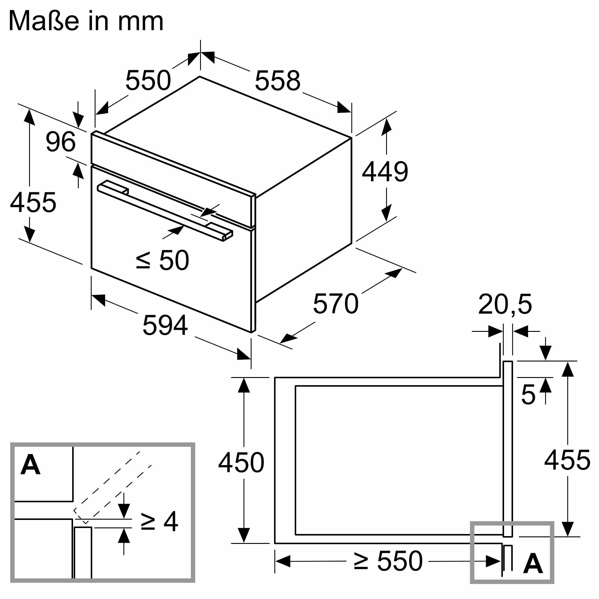 Siemens iQ500, Einbau Mikrowelle mit Heissluft, 60 x 45 cm, Edelstahl