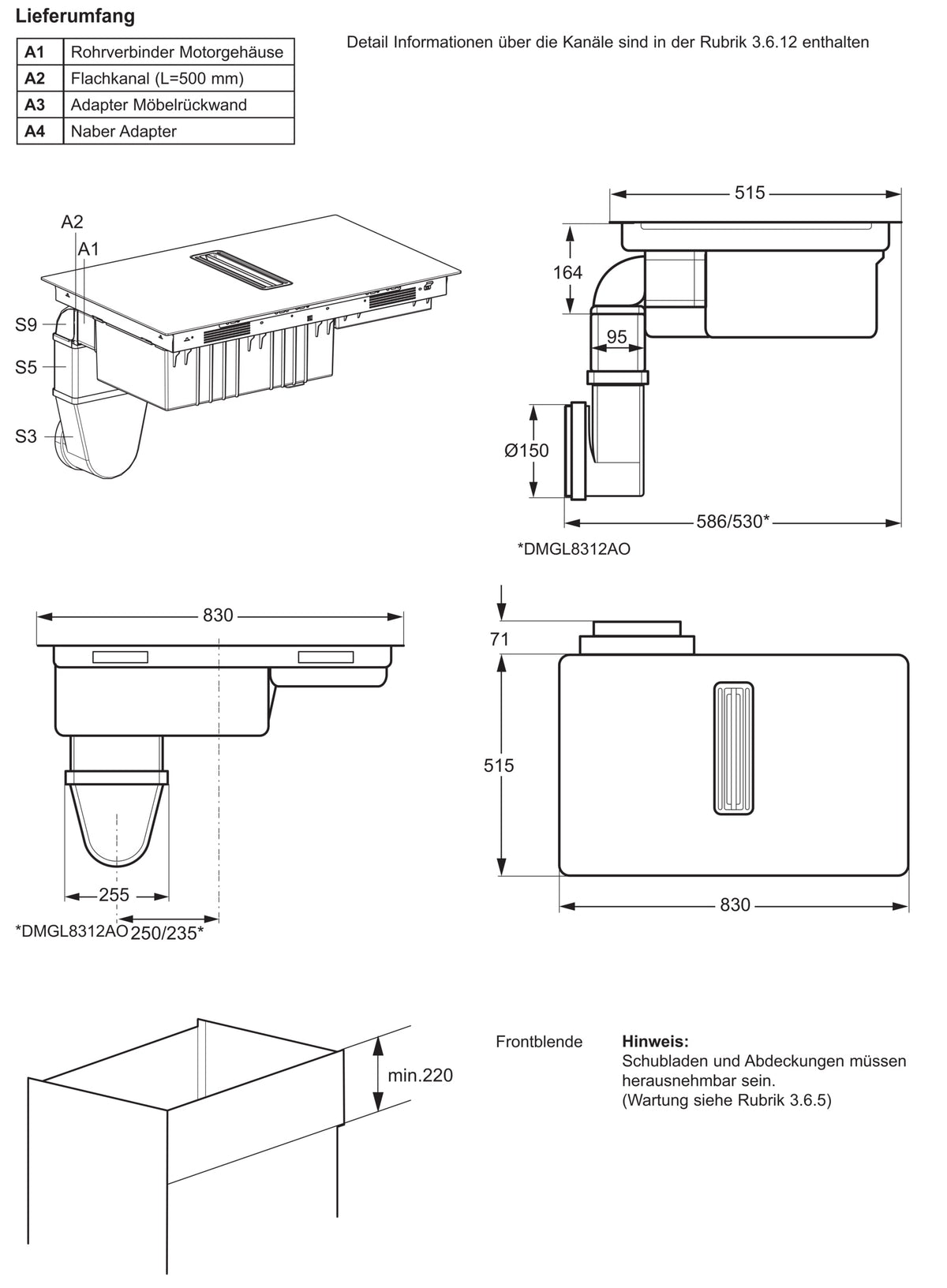 Electrolux Cooktop Extractor Fan DMGL8362AO