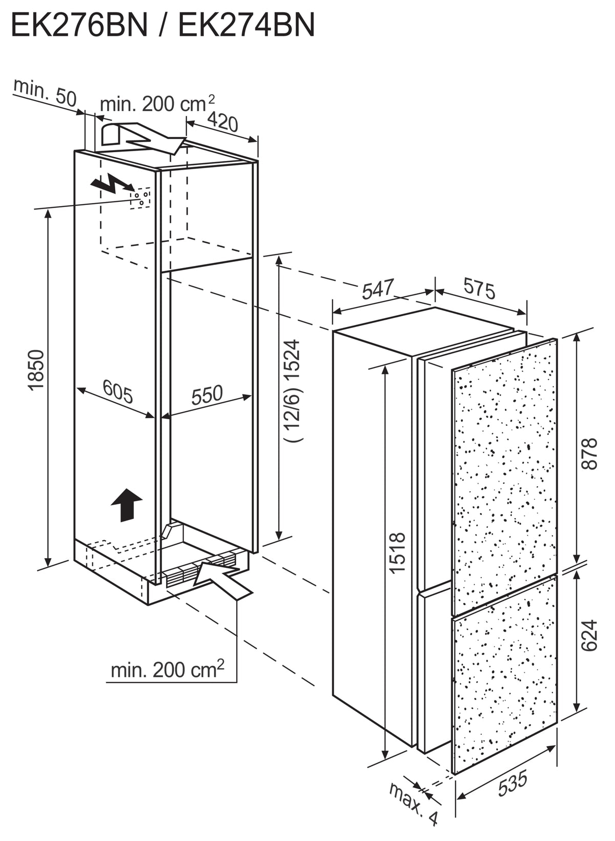 Electrolux Kühl-/Gefrierkombination EK274BNLWE