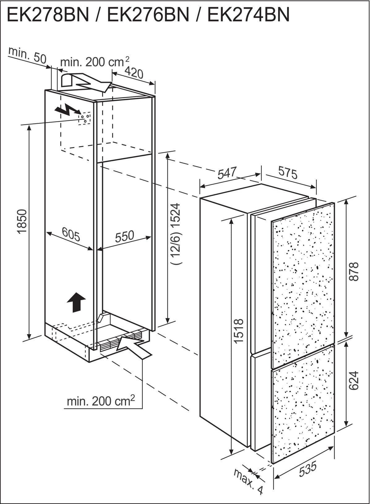 Electrolux Fridge Freezer EK278BNLWE