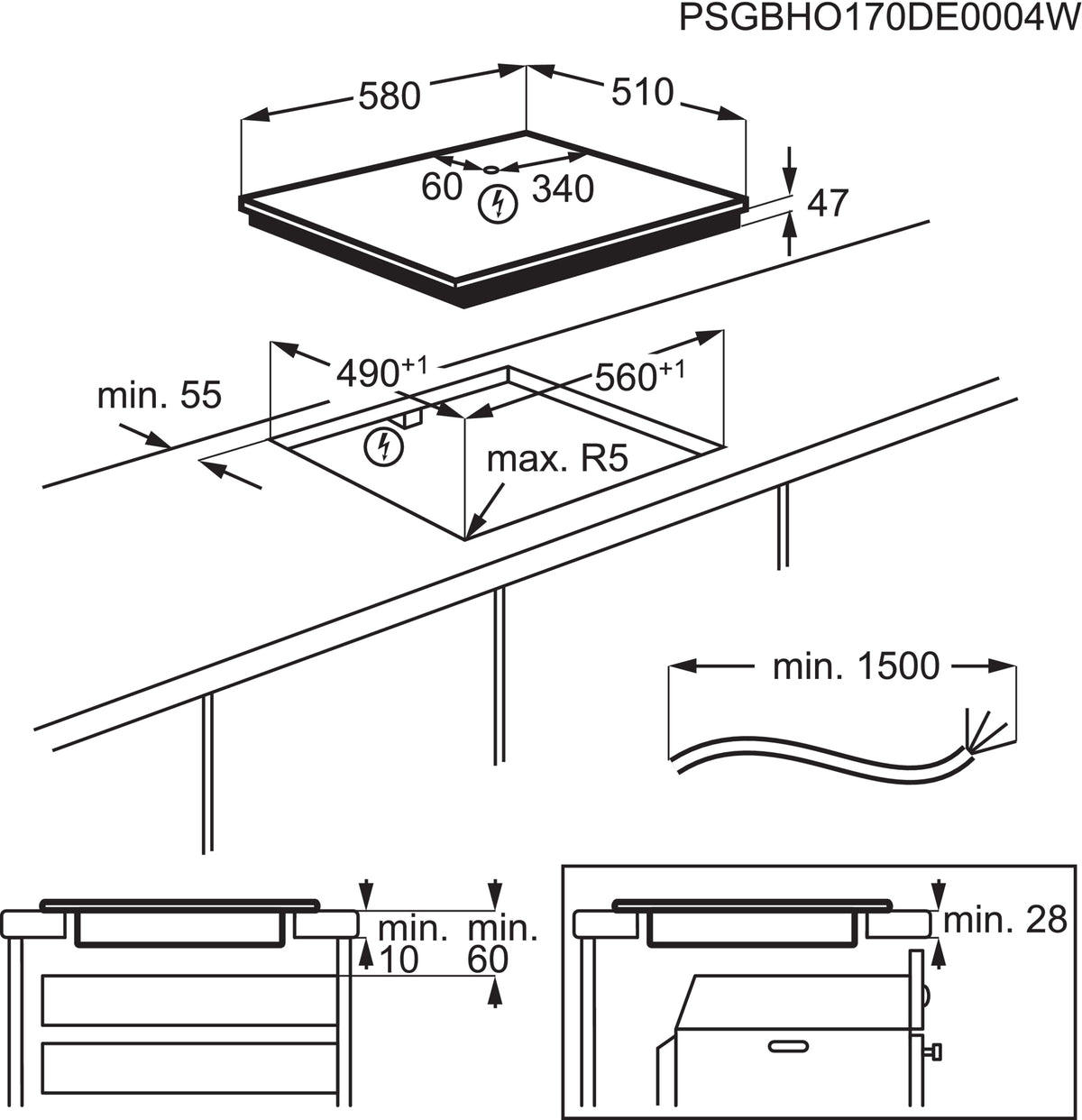 Piano cottura in vetroceramica AEG KFA58DO