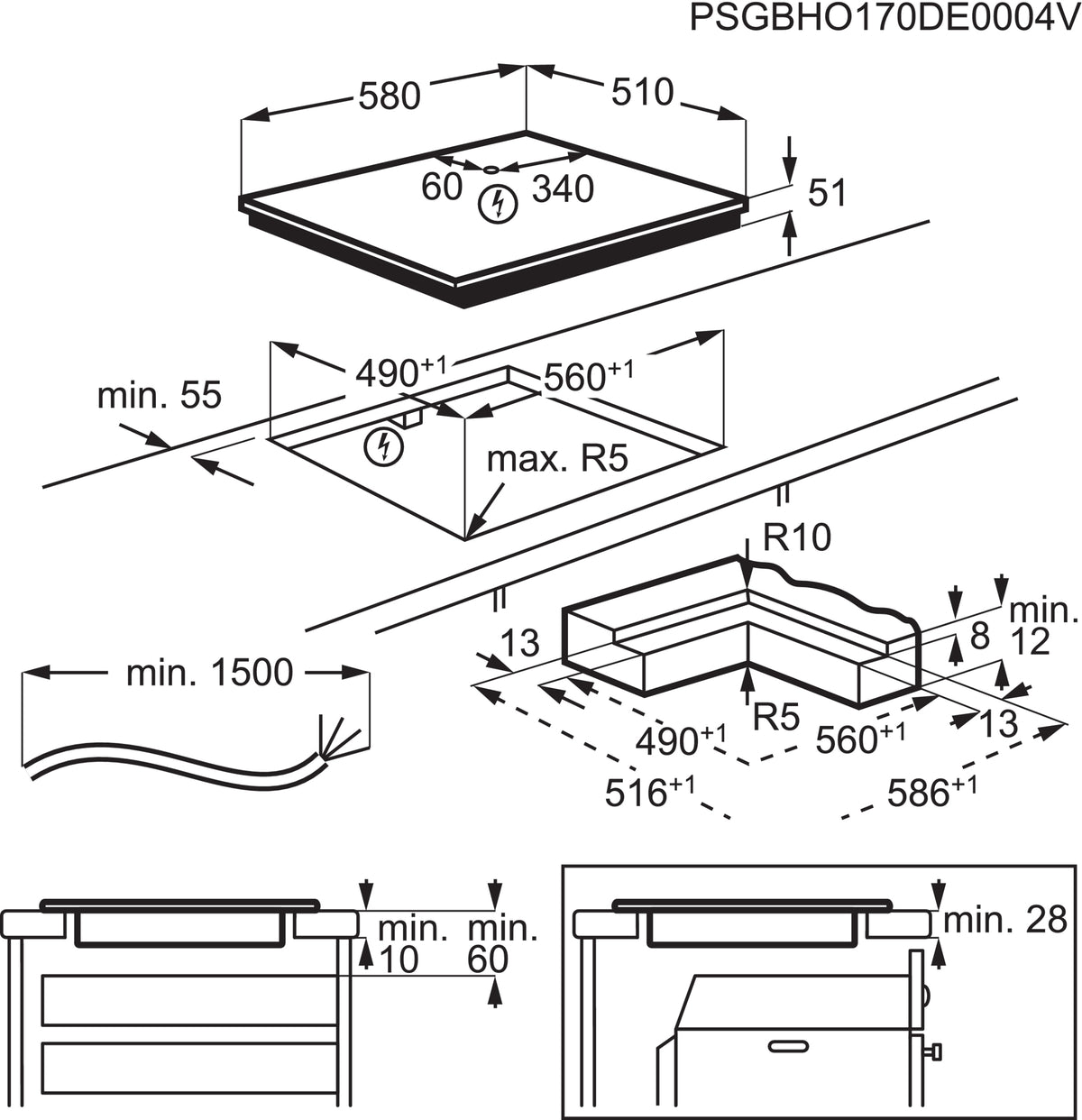 Piano cottura in vetroceramica AEG KFA58DO
