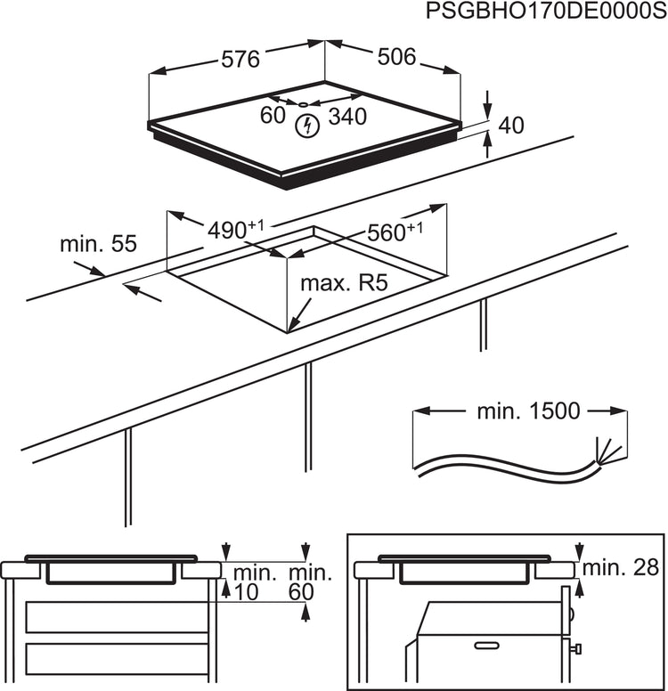 Piano cottura in vetroceramica Electrolux GK58TSCN