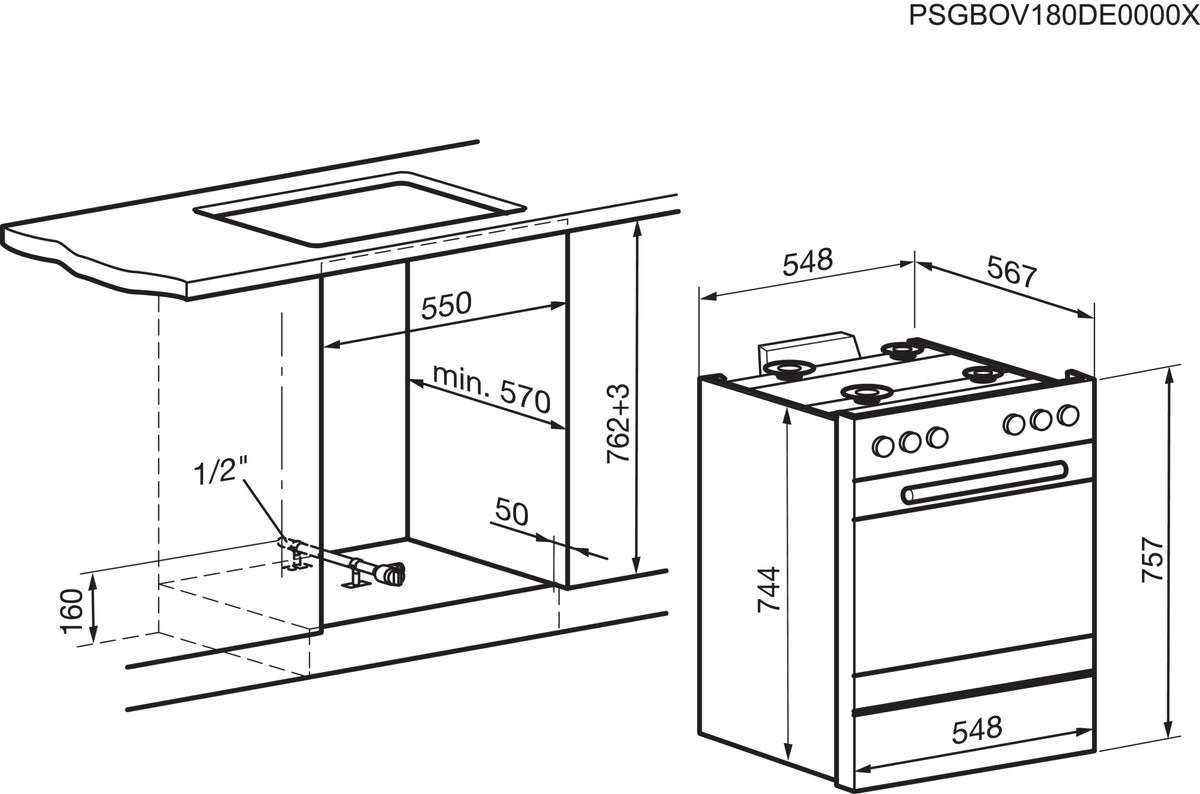 Cucina a gas da incasso Electrolux GHL246SW