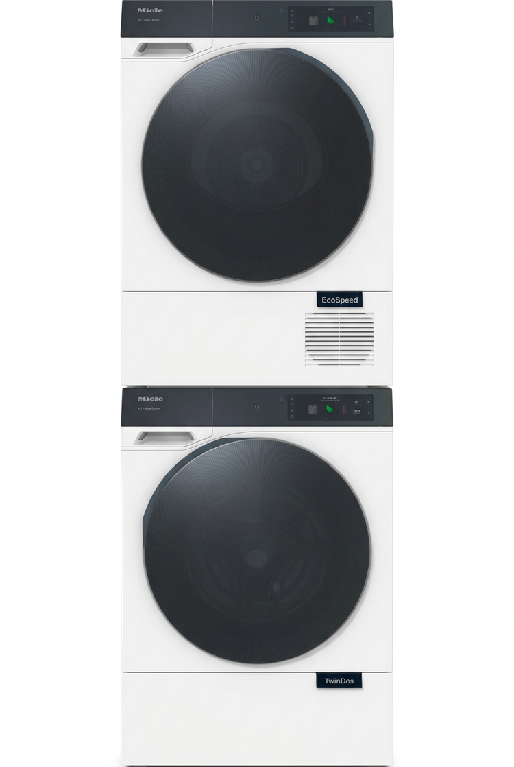 Miele WQ 090-10 CH und TQ 090-10 CH als Waschturm, illustrative Zusammenstellung